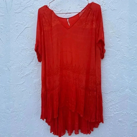 Free People Womens Elegant Midi Layered Dress Orange Sz Xsmall to Small - Picture 1 of 15